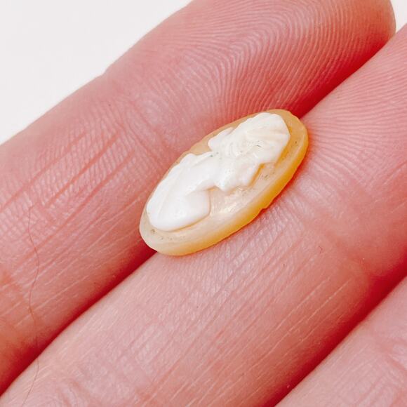 VTG 30s - 40s Shell Cameo Cabochon Hand Carved Portrait Jewelry Making Component - Picture 5 of 11